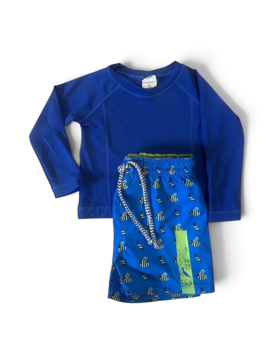 Kit Praia Camiseta ML Uv + Bermuda Reserva, Reserva, Estampada, tamanho 2