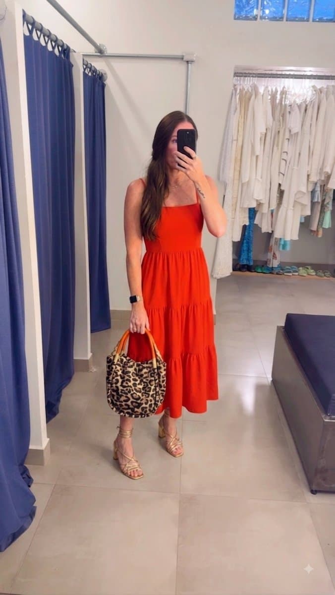 Vestido Longo Algodão Melancia a Collection, Vermelho, tamanho M — foto 3