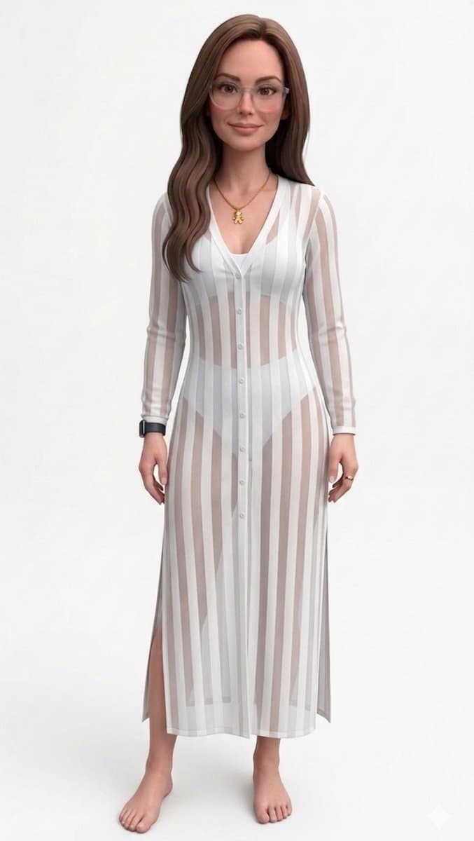 Saída Longa ML Branca com Transparencia, Branco, tamanho UN — foto 4
