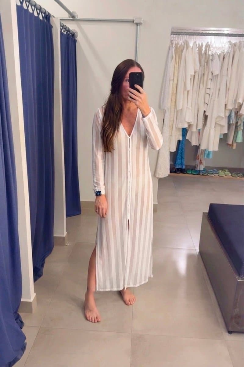Saída Longa ML Branca com Transparencia, Branco, tamanho UN — foto 3