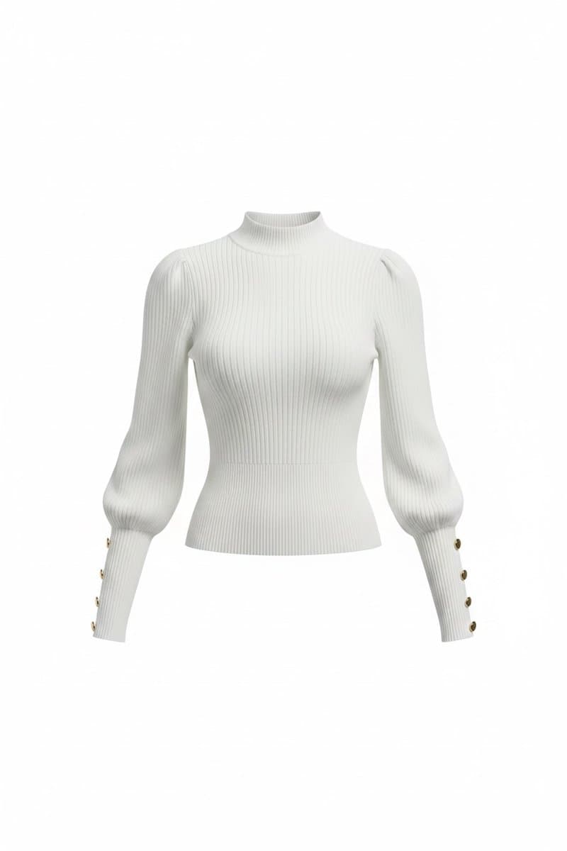 Tricot ML Off Botões Dourado Punho, Branco, tamanho P