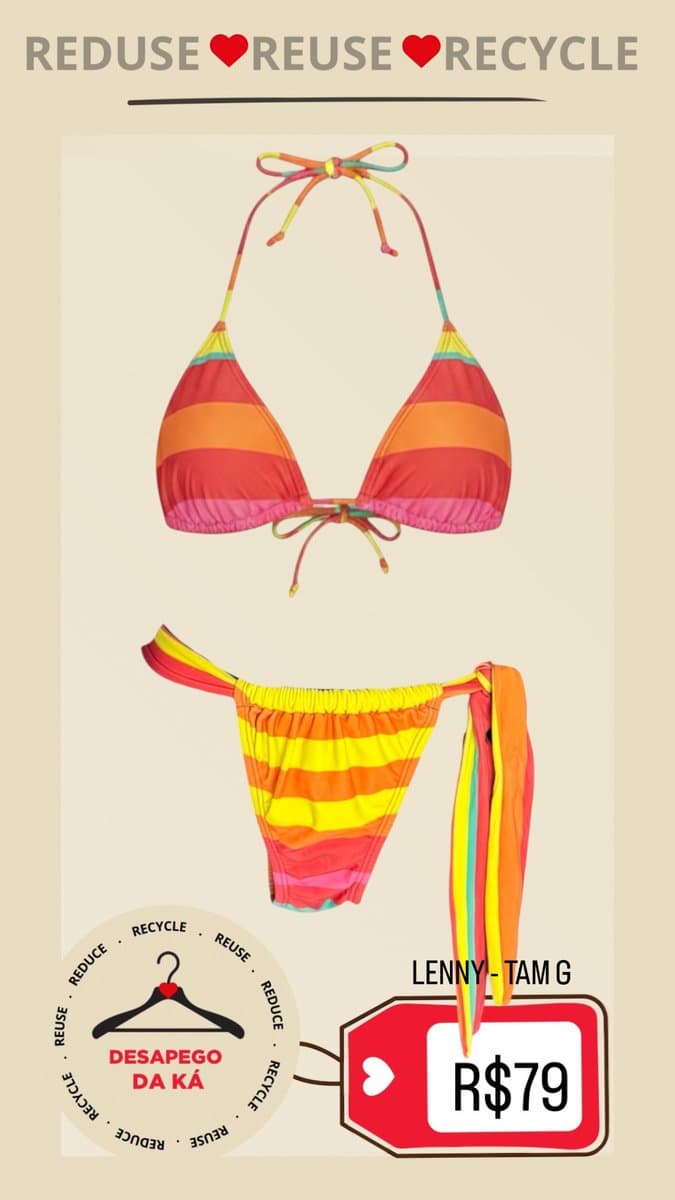Biquíni Listras Colorido Leny G, Lenny Niemeyer, Estampada, tamanho G — foto 3