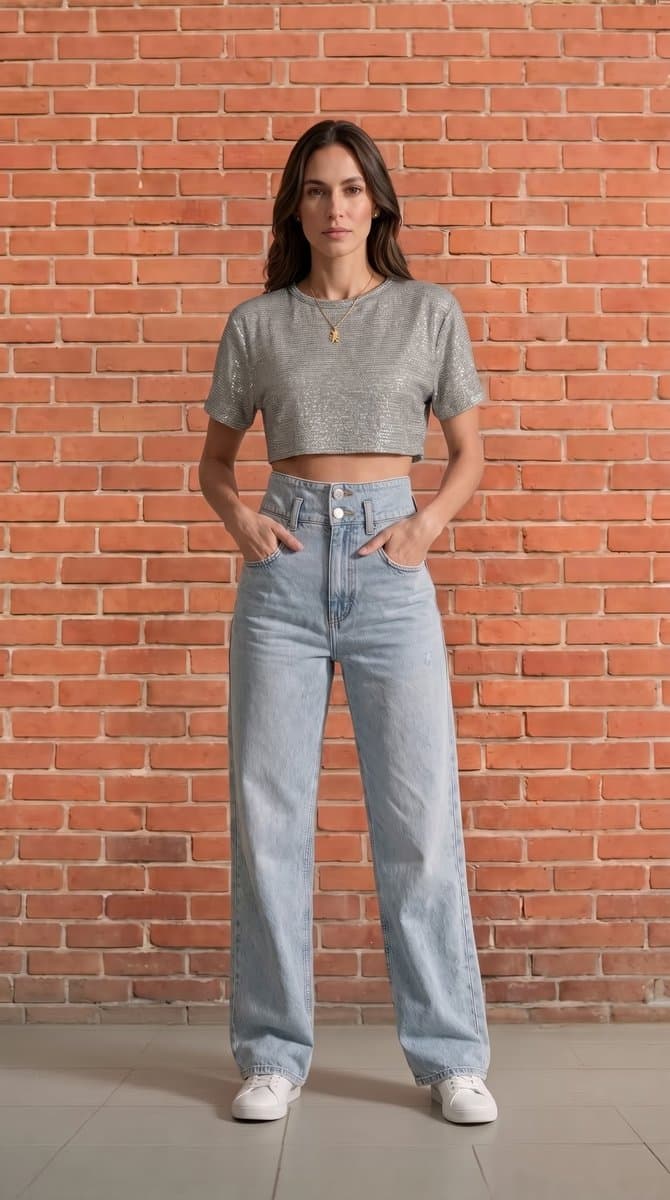Conj. Top e Blusa Lurex Prata Myft, Myft, Prateado, tamanho P — foto 4