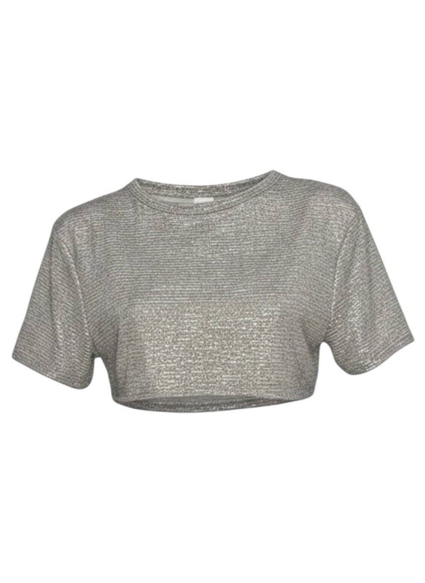 Conj. Top e Blusa Lurex Prata Myft, Myft, Prateado, tamanho P — foto 2