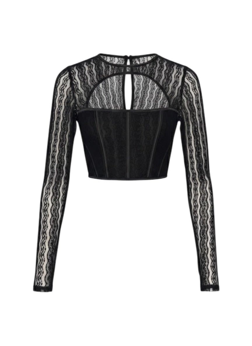 Blusa ML Renda Preta Myft-145-OFF-37, Myft, Preto, tamanho G