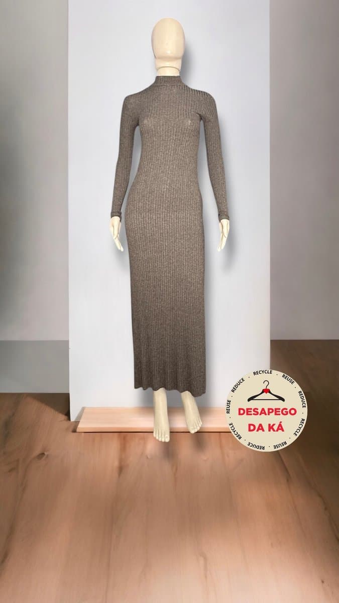 Vestido ML Malha Canelado Chumbo FYI P, FYI, Cinza-escuro, tamanho P — foto 3