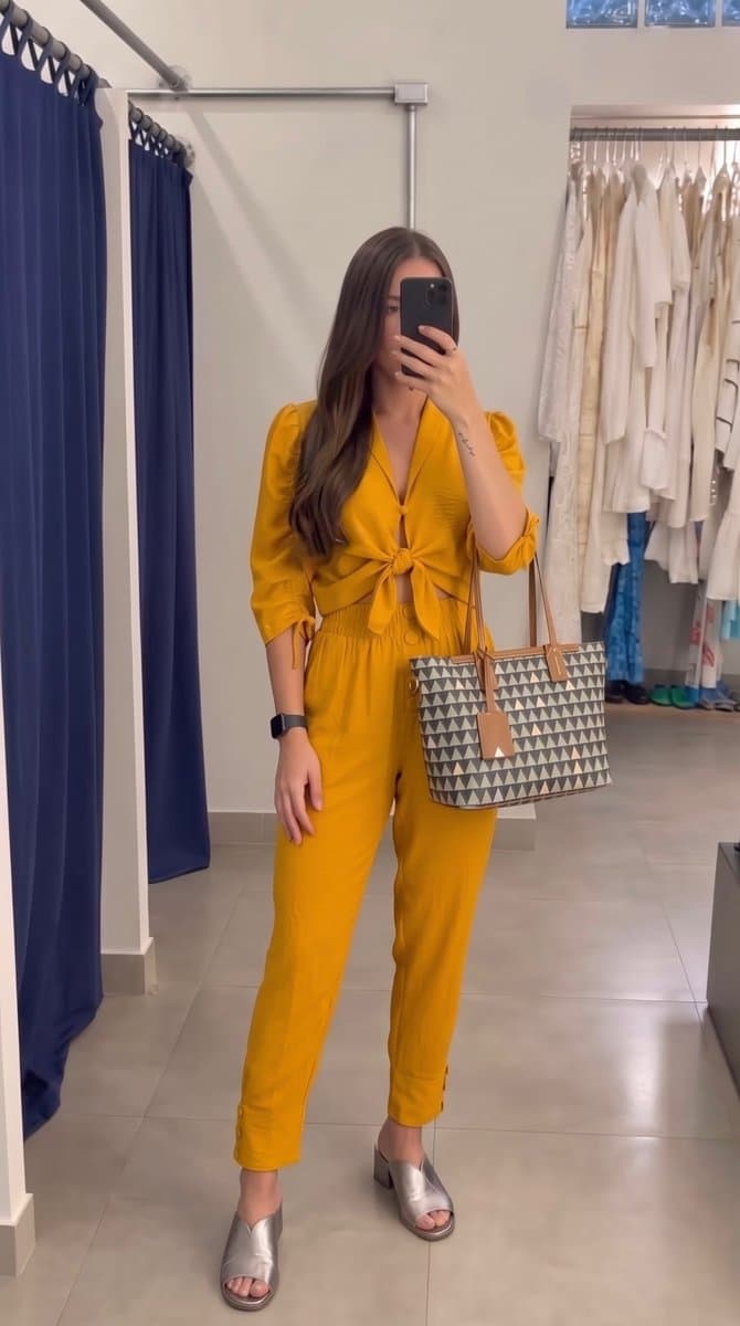 Conjunto Calça+Blusa Mostarda Deposito P, Ocre, tamanho P — foto 4