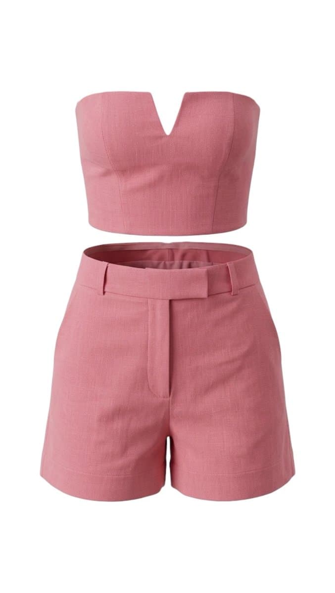 Conjunto Top+Shorts Rosa Tob, Rosa, tamanho P