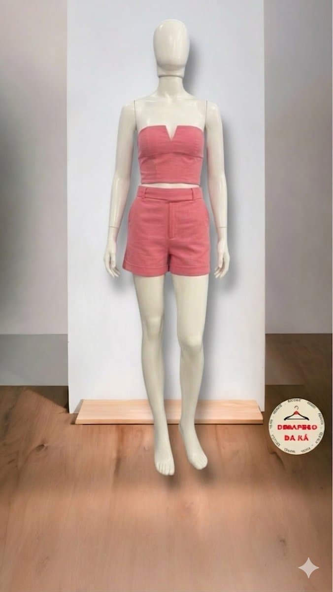 Conjunto Top+Shorts Rosa Tob, Rosa, tamanho P — foto 3