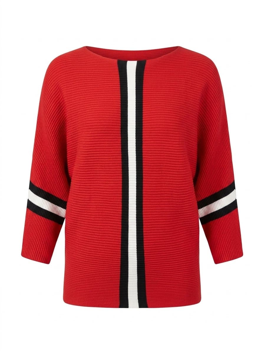 Blusa Tricot Vermelha/Preto/Off Kotton G, Vermelho, tamanho G
