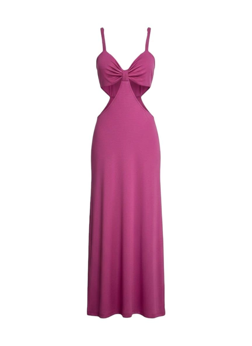 Vestido Pink Canelado Malha K&K Fashion, Rosa-chiclete, tamanho P