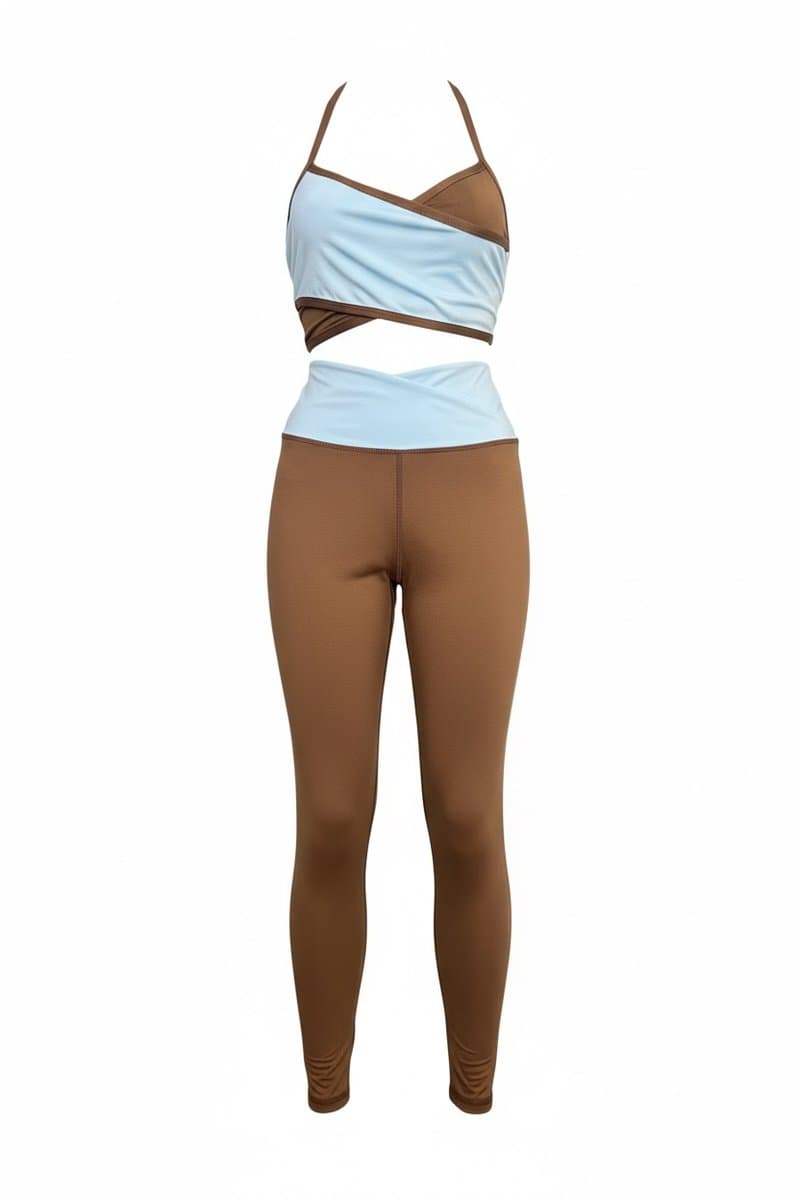 Conj Fitness Marrom/Azul La+Image G, Marrom, tamanho G