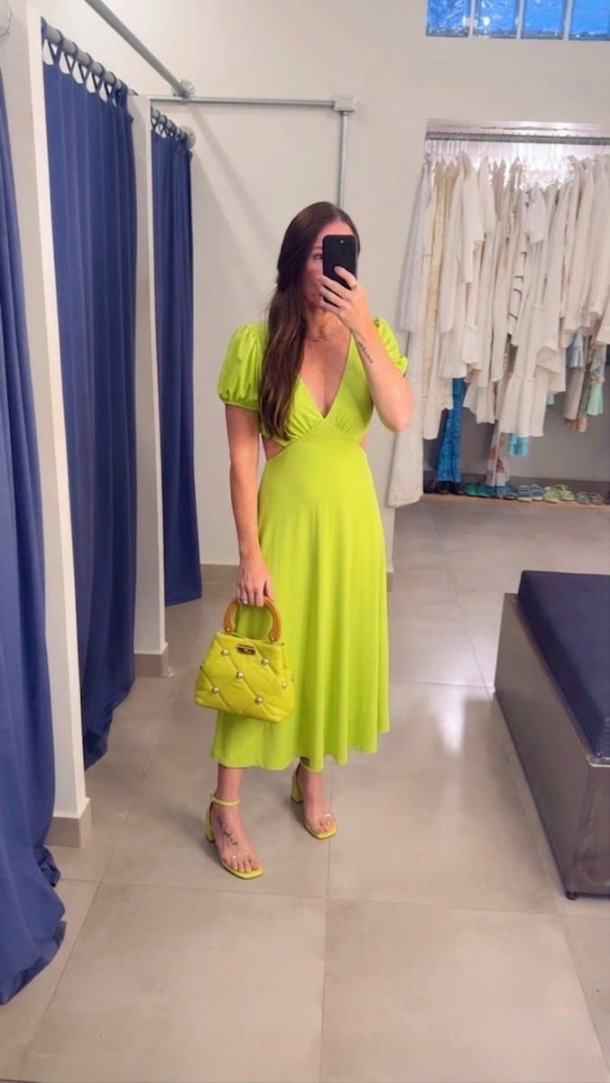 Vestido Lima Recortes Tova, Tova, Verde-limão, tamanho P — foto 3