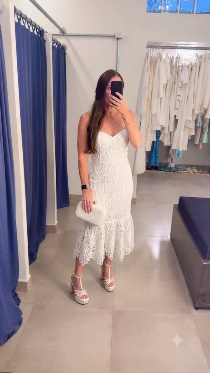Vestido Branco Midi Renda Mamo, Branco, tamanho 42 — foto 3