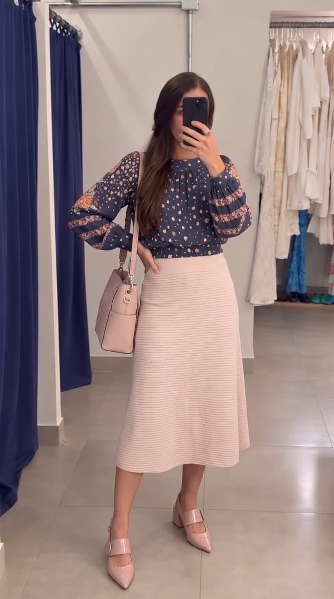 Saia Midi Rose Blessed M, Rosa, tamanho M — foto 4