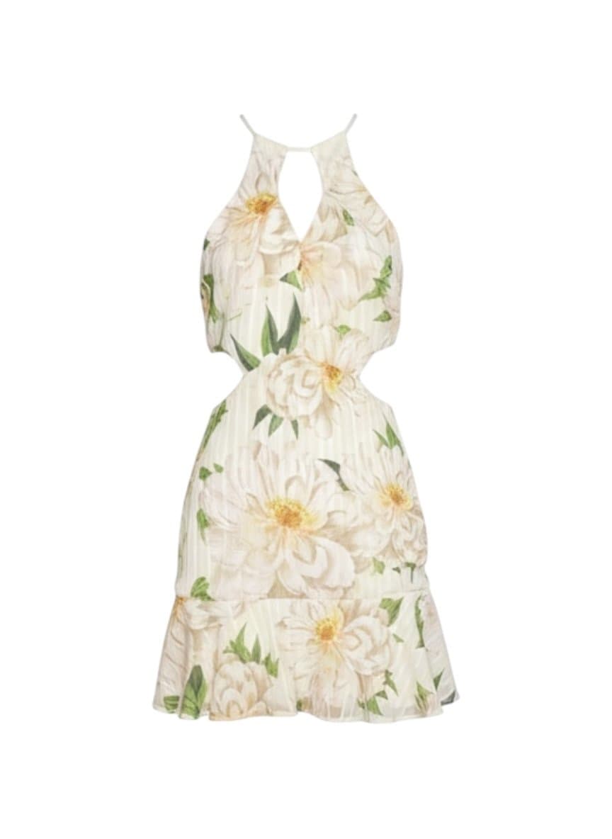 Vestido Curto Off Lirios Farm P, Farm, Branco, tamanho P