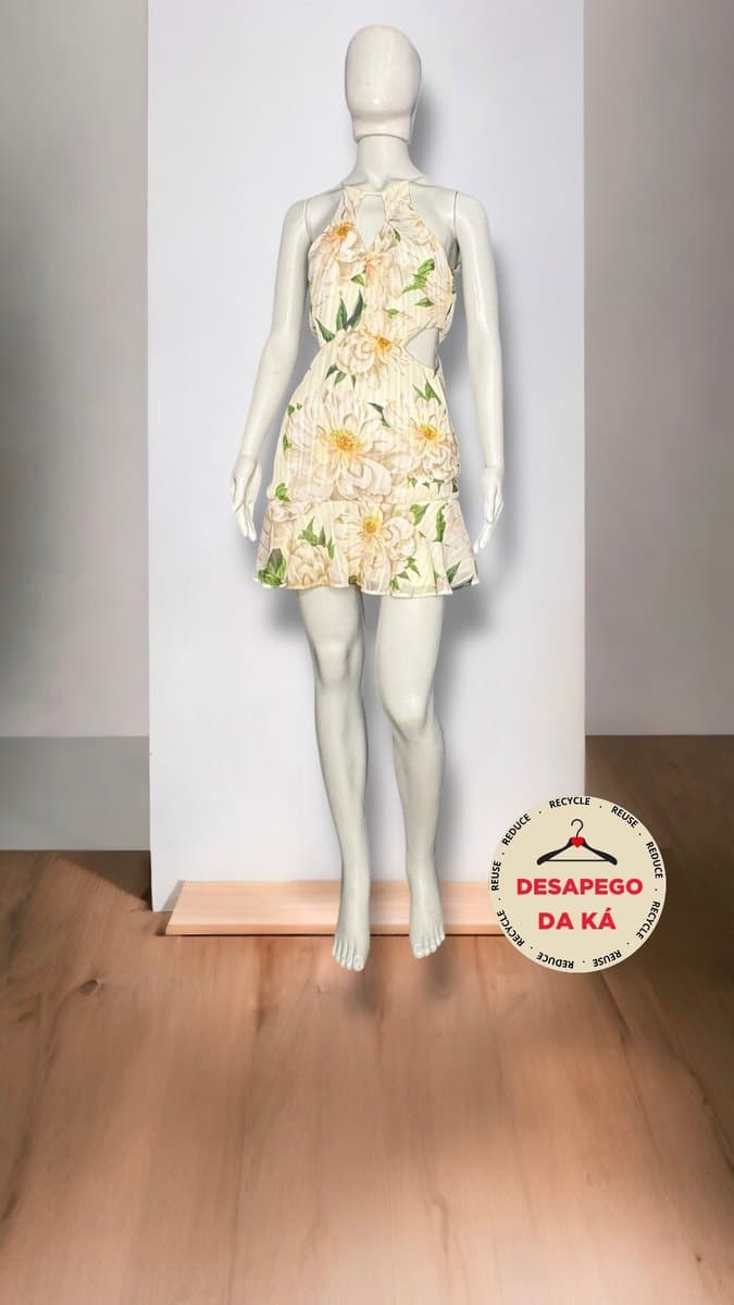 Vestido Curto Off Lirios Farm P, Farm, Branco, tamanho P — foto 3