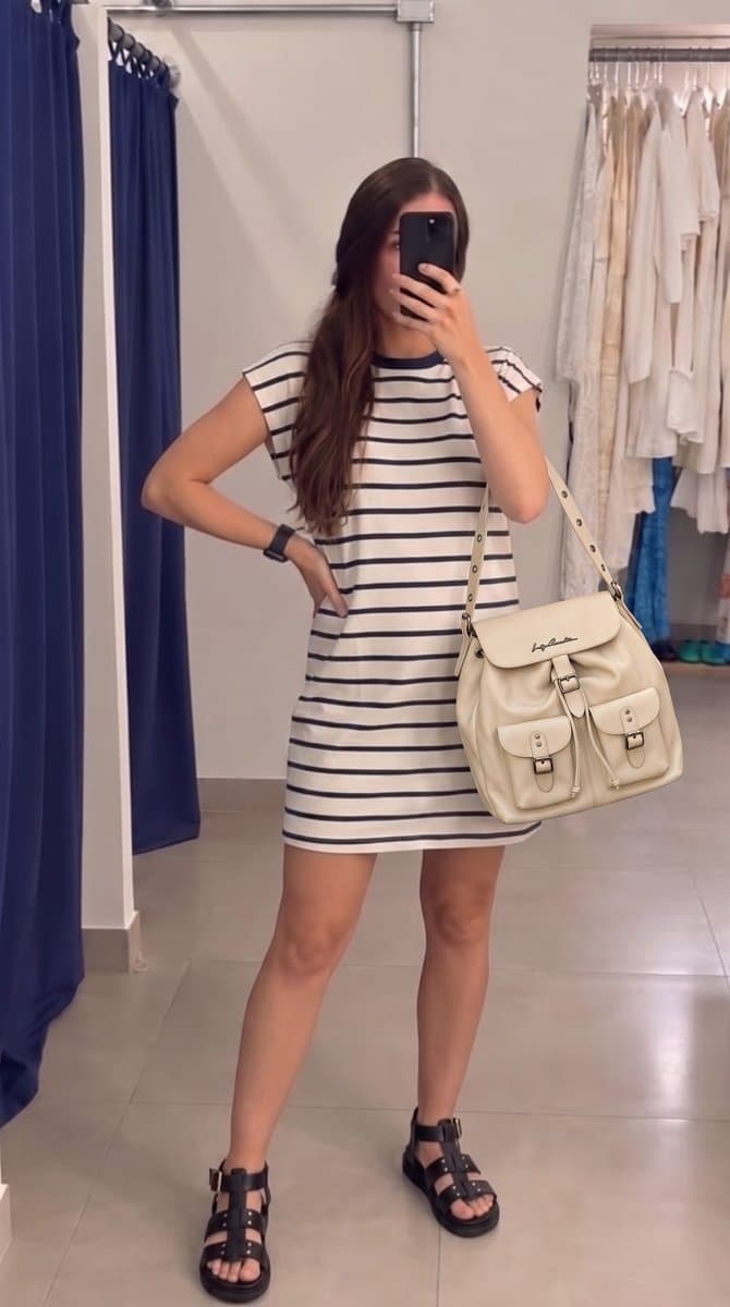 Vestido Tee Listra PB Basics, Preto, tamanho G — foto 4