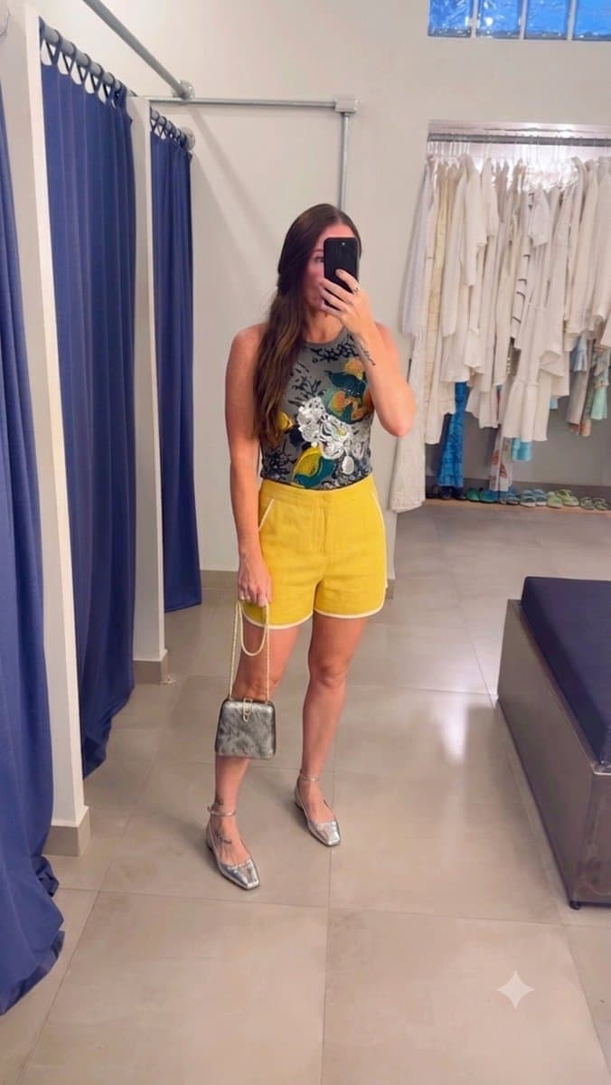 Shorts Amarelo Alfaiataria Abrand, A.Brand, Amarelo, tamanho 40 — foto 3
