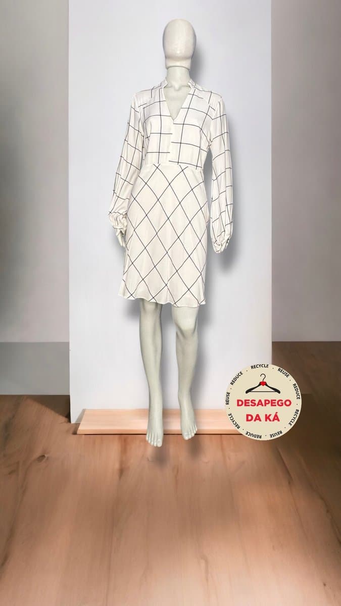 Vestido ML Xadrez Off FYI, FYI, Branco, tamanho M — foto 3