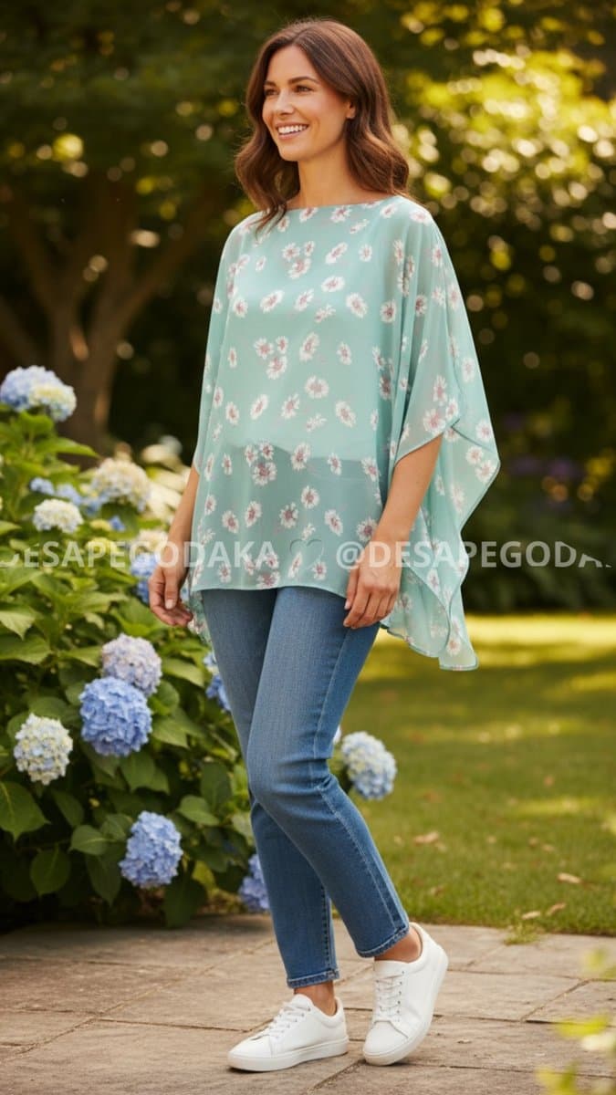 Blusa Turquesa C Flor G, Azul-turquesa, tamanho G — foto 2