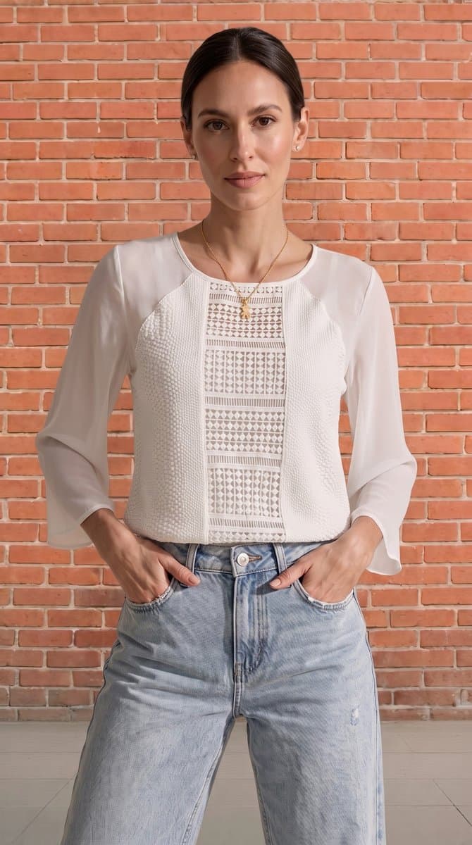 Blusa ML Off Renda/Textura Colcci, Colcci, Branco, tamanho G — foto 2