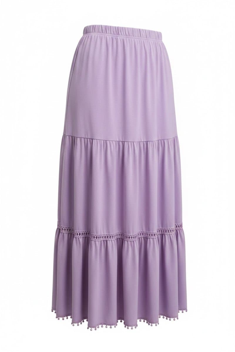 Saia Midi Malha Lavanda Chocris, Lavanda, tamanho M