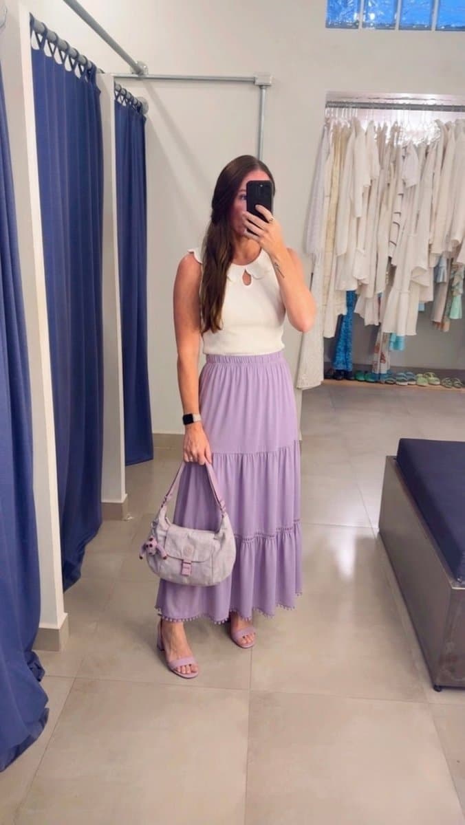 Saia Midi Malha Lavanda Chocris, Lavanda, tamanho M — foto 3