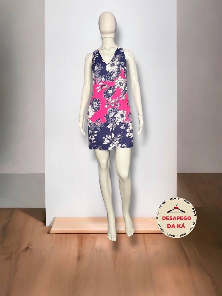 Vestido Estampa Azul/Pink Linda de Morrer 38, Linda de Morrer, Azul, tamanho 38 — foto 3
