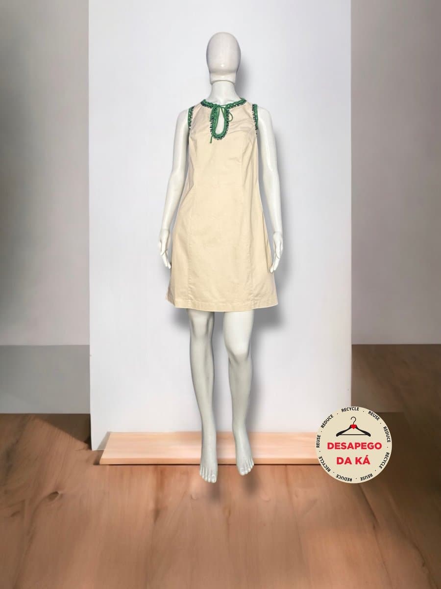 Vestido Off Detalhes Handmade Verde/Marinho Bambola M, Bambola, Branco, tamanho M — foto 3