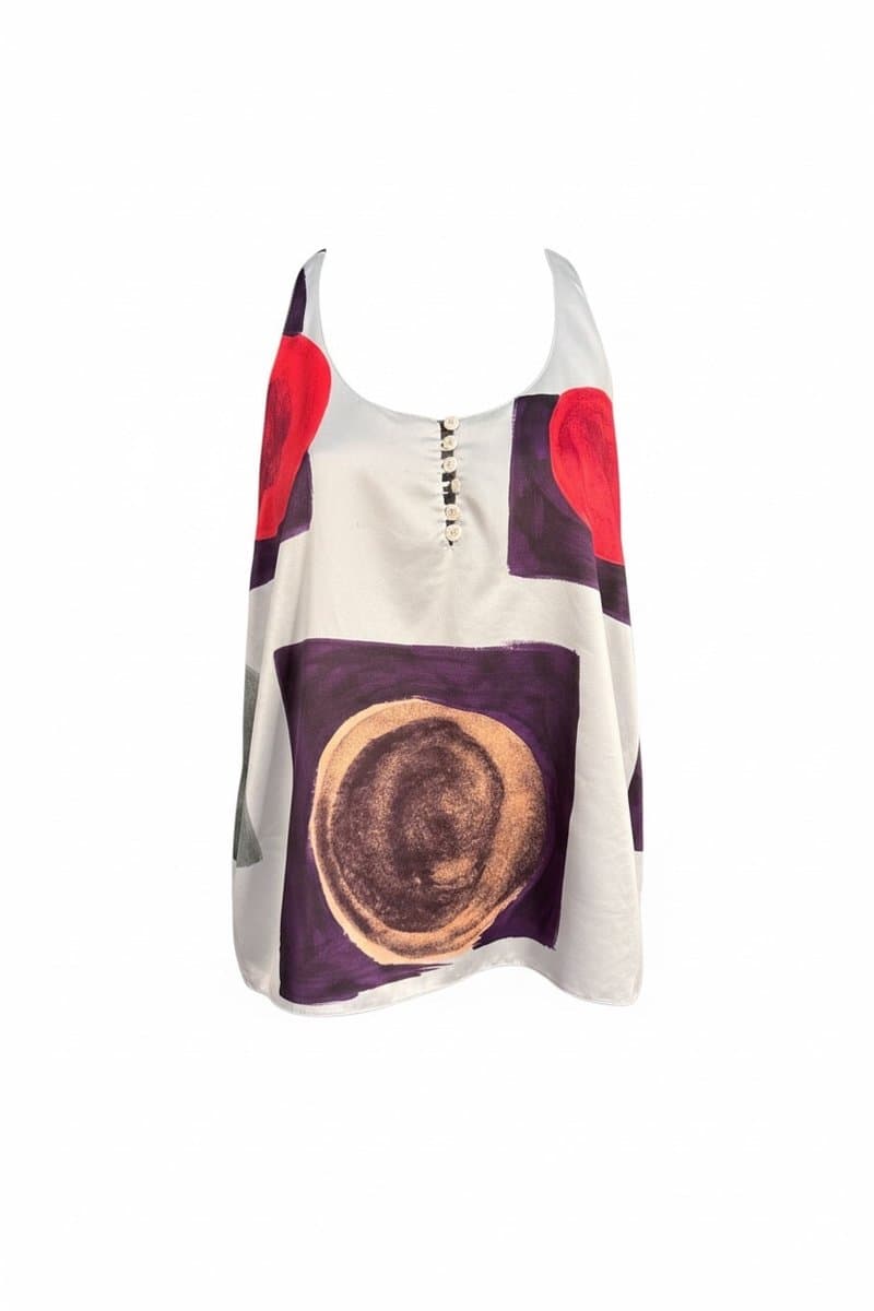 Regata Cetim Estampa Vermelha/Roxo/Cinza Mob, MOB, Vermelho, tamanho P