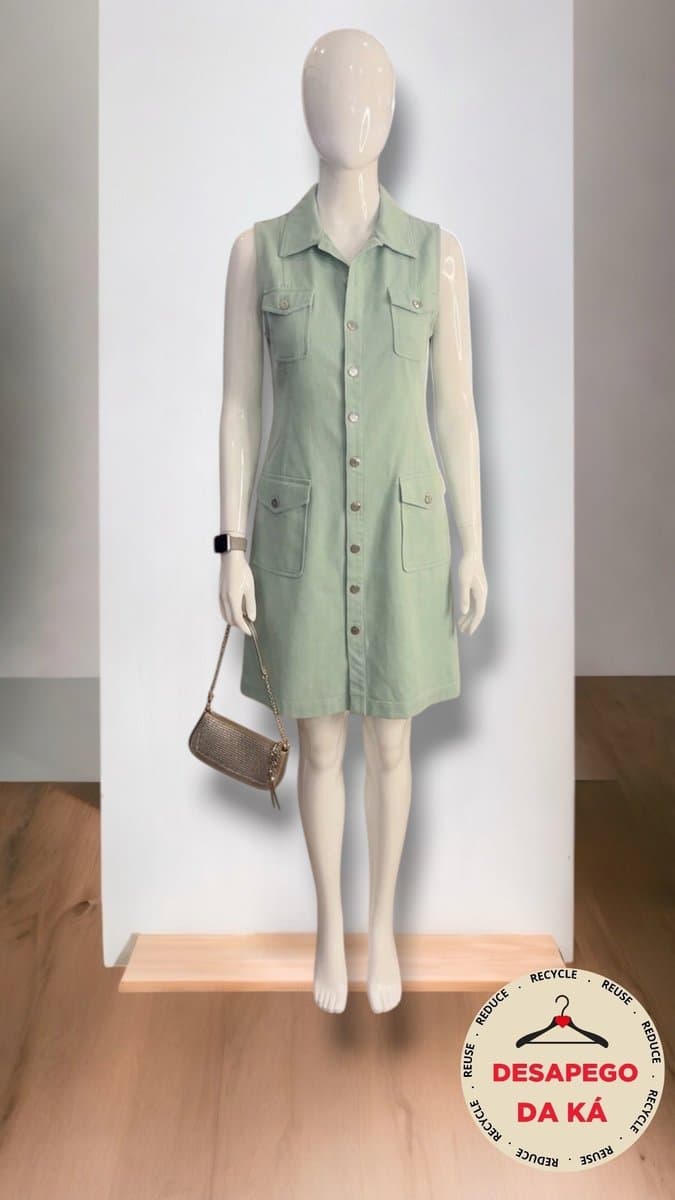 Vestido Verde Abotoado Ginestra, Verde, tamanho 40 — foto 3