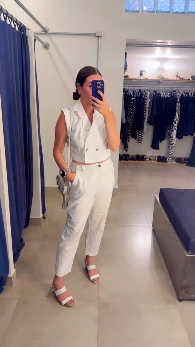 Conjunto Colete+ Calça Sarja Branco Kes, Branco, tamanho 38 — foto 3