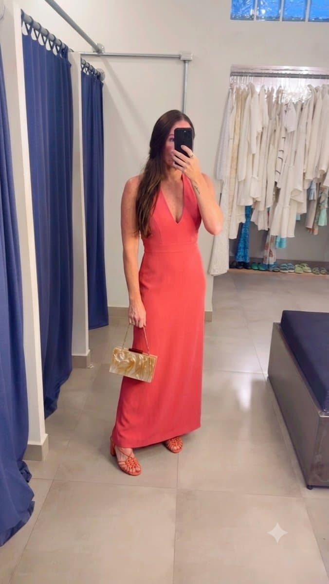 Vestido Longo Coral Maxima - com Etiqueta, Maxima, Coral, tamanho G — foto 3