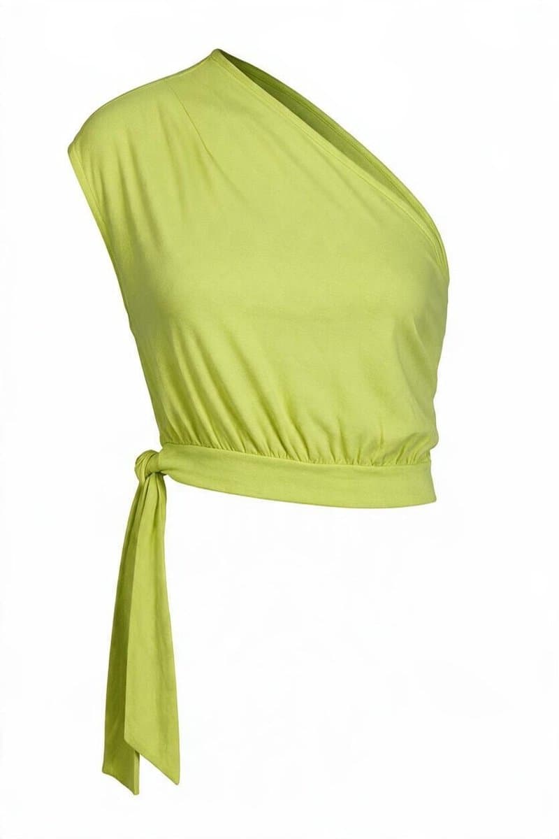 Tee Malha Lima Um Ombro So Amarração Dress To, Dress To, Verde-limão, tamanho M