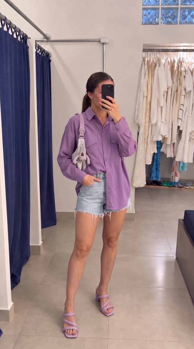 Camisa Lavanda Ampla Dress To, Dress To, Lavanda, tamanho M — foto 4