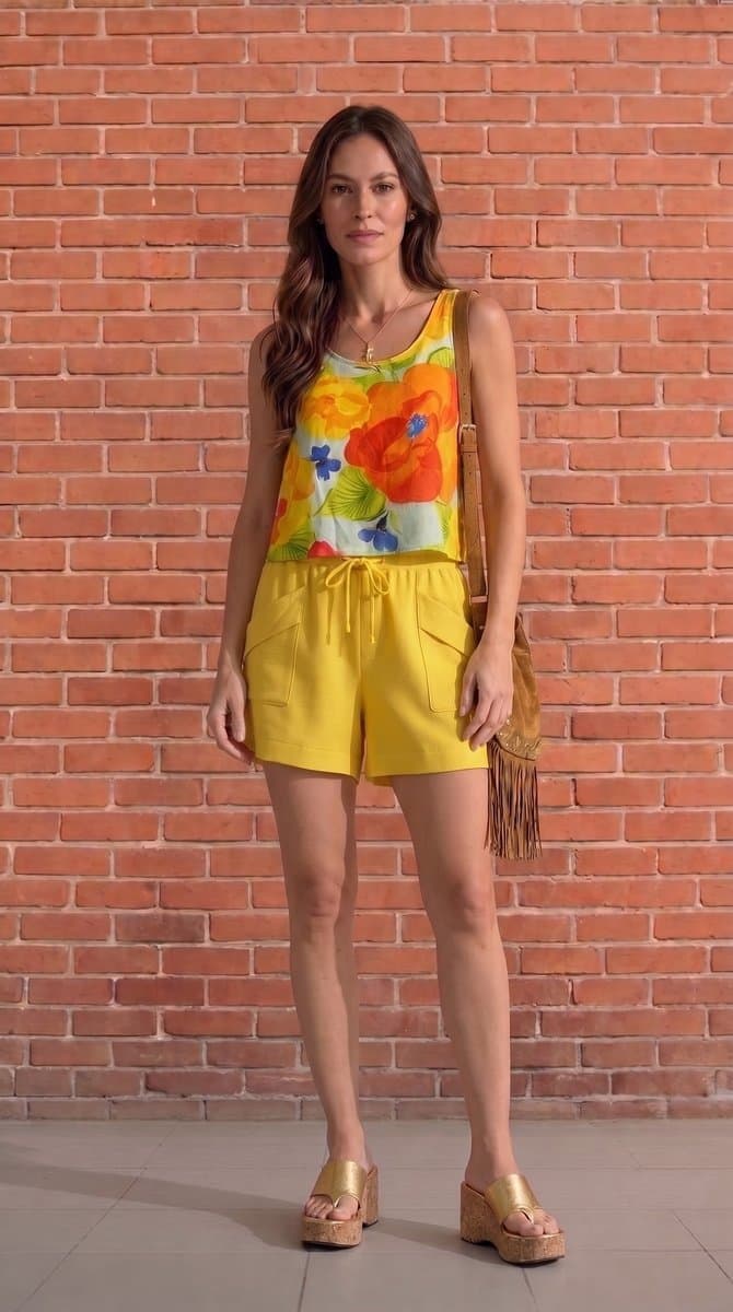 Shorts Amarelo Linho Dress To, Dress To, Amarelo, tamanho M — foto 3
