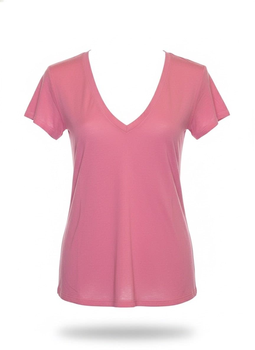 Camiseta Gola V Rosa NV, Rosa, tamanho M