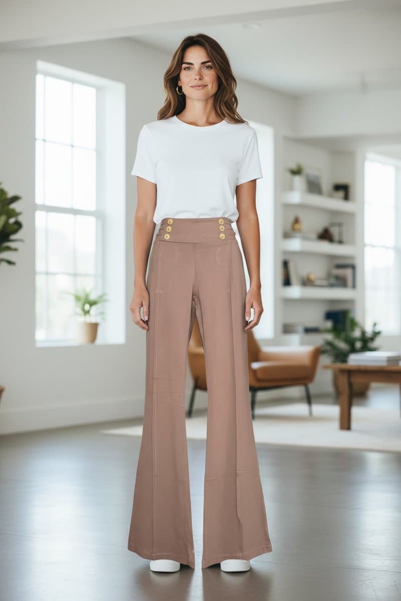 Calça Malha Marrom Vintage G, Marrom-claro, tamanho G — foto 2