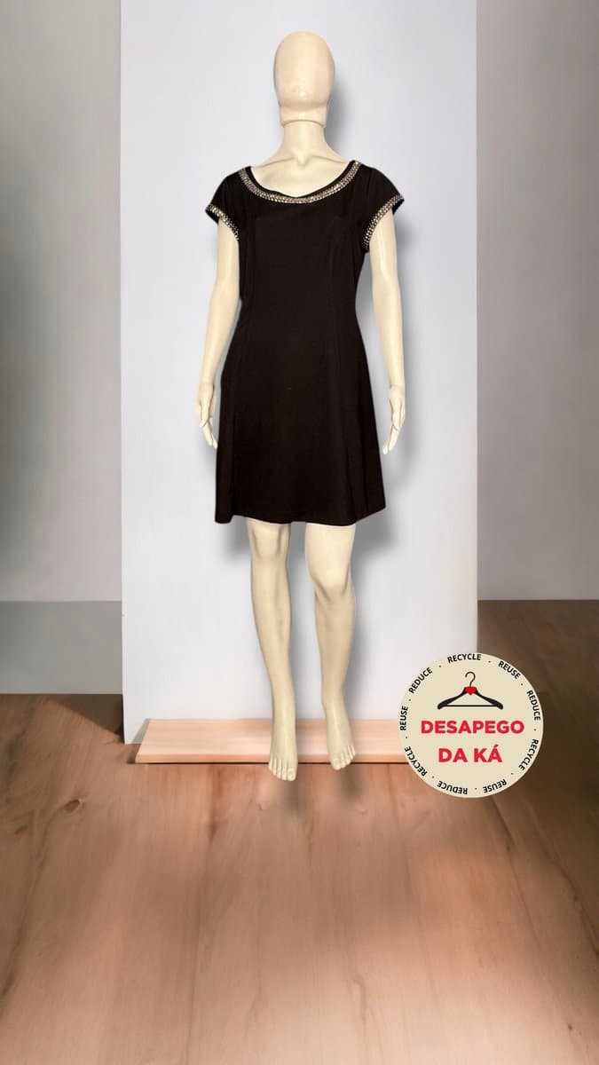 Vestido Preto Brilho Mias G, Preto, tamanho G — foto 3