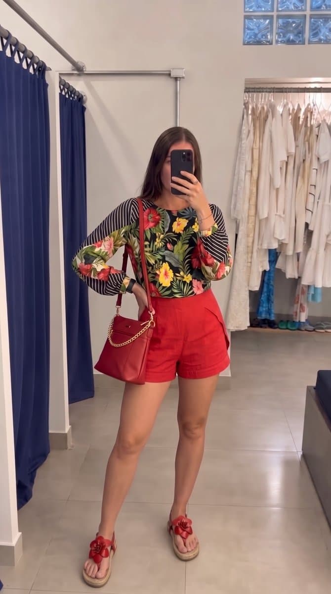 Shorts Vermelho Poup 38, Vermelho, tamanho 38 — foto 4