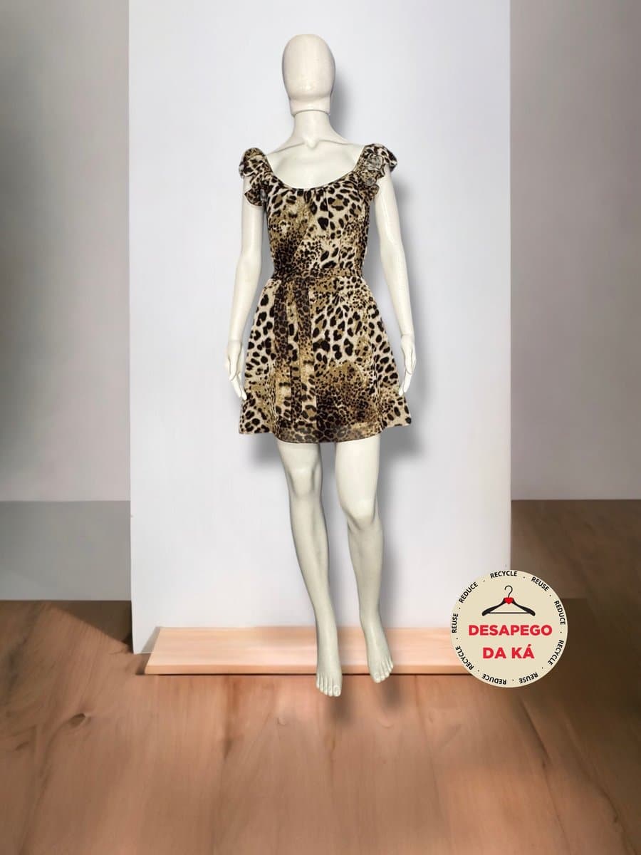 Vestido Onça Luigi Bertoli P, Estampada, tamanho P — foto 3