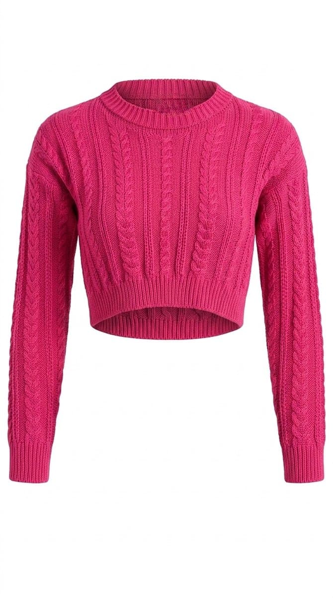 Cropped ML Tricot Pink Costume P, Rosa-chiclete, tamanho P