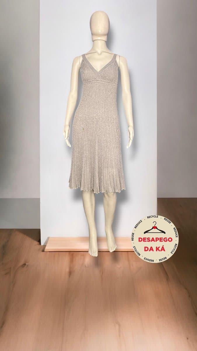 Vestido Tricot Cinza Lurex Mofficer M, M.Officer, Cinza, tamanho M — foto 3