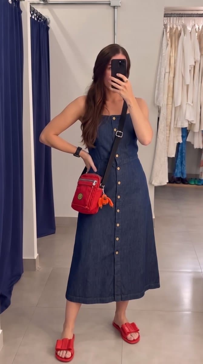 Vestido Jeans FYI P 90-CZ-27, FYI, Azul, tamanho P — foto 4