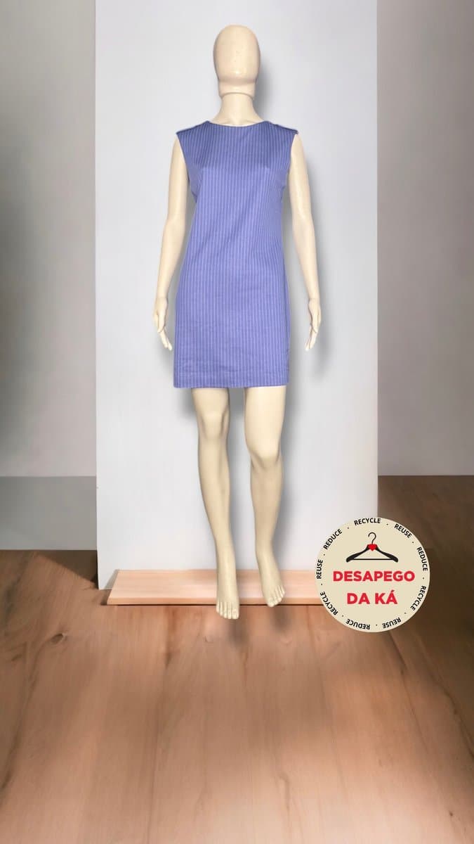 Vestido Azul Risca de Giz Lucky You, Azul, tamanho P — foto 3