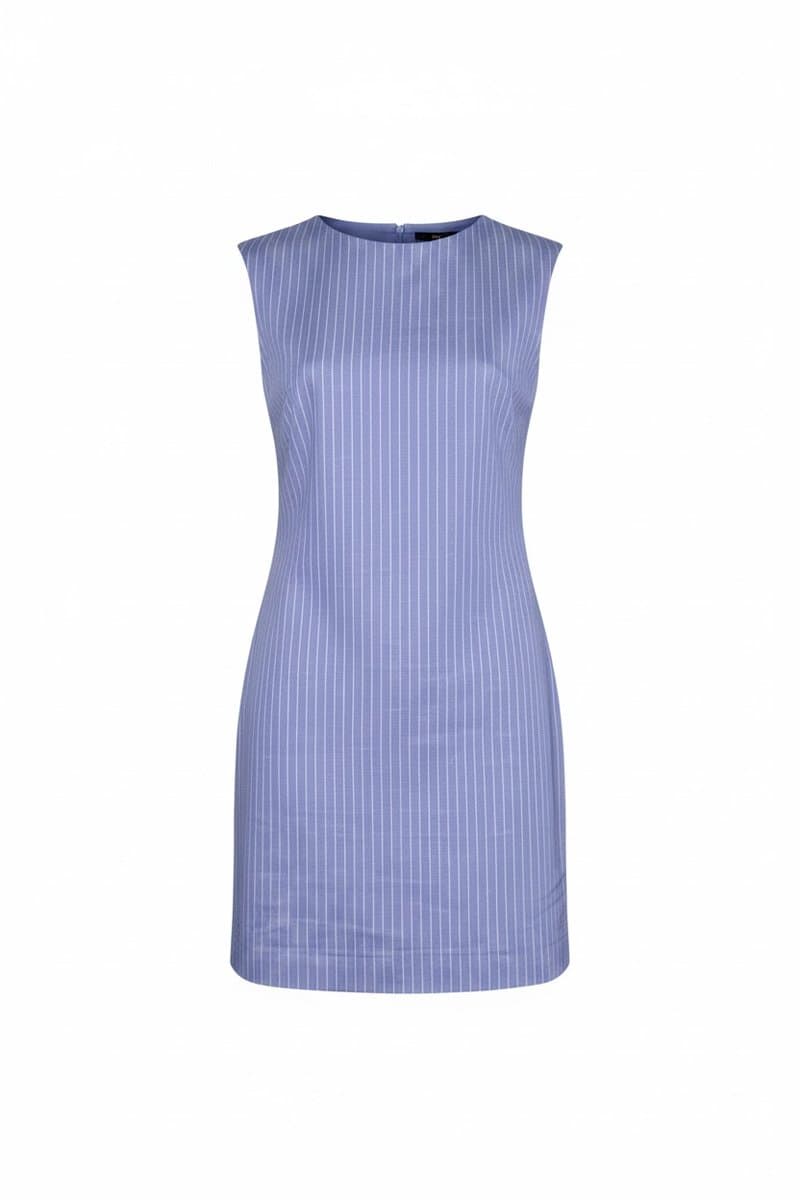 Vestido Azul Risca de Giz Lucky You, Azul, tamanho P