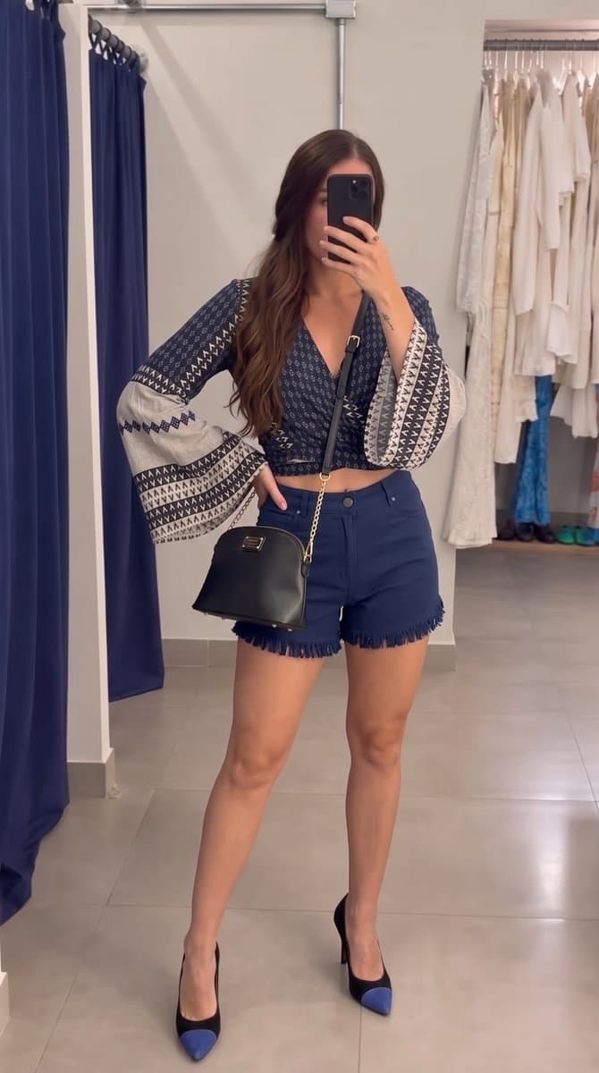 Shorts Marinho Carol Bassi, Carol Bassi, Azul-marinho, tamanho 40 — foto 4