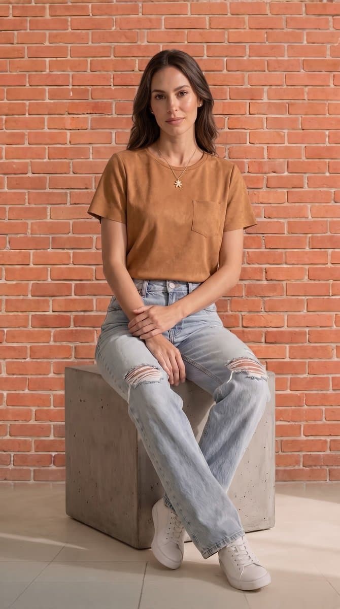 Blusa Suede Caramelo Morina, Morina, Marrom-claro, tamanho G — foto 2