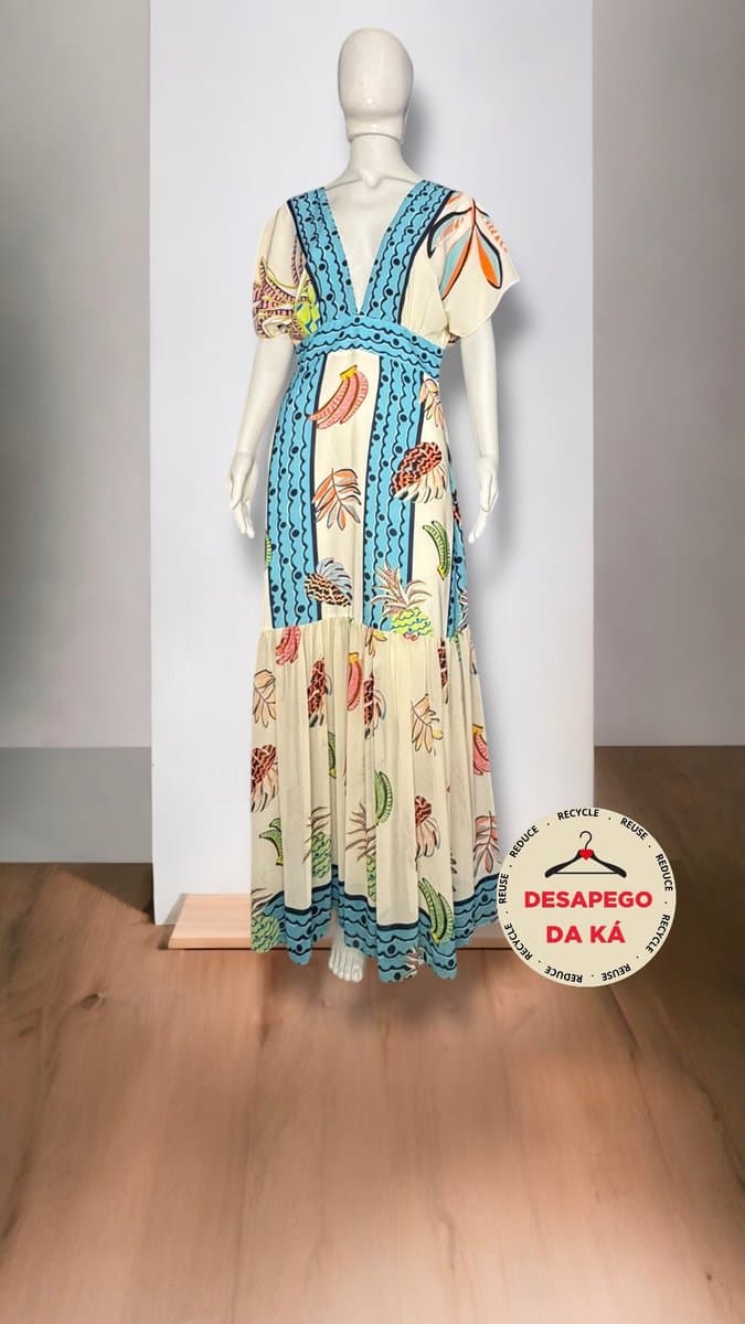 Vestido Longo Estampa Oh Carmelin, Estampada, tamanho M — foto 3